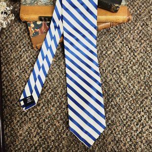 Paul Fredrick NEW Blue and White Striped Tie